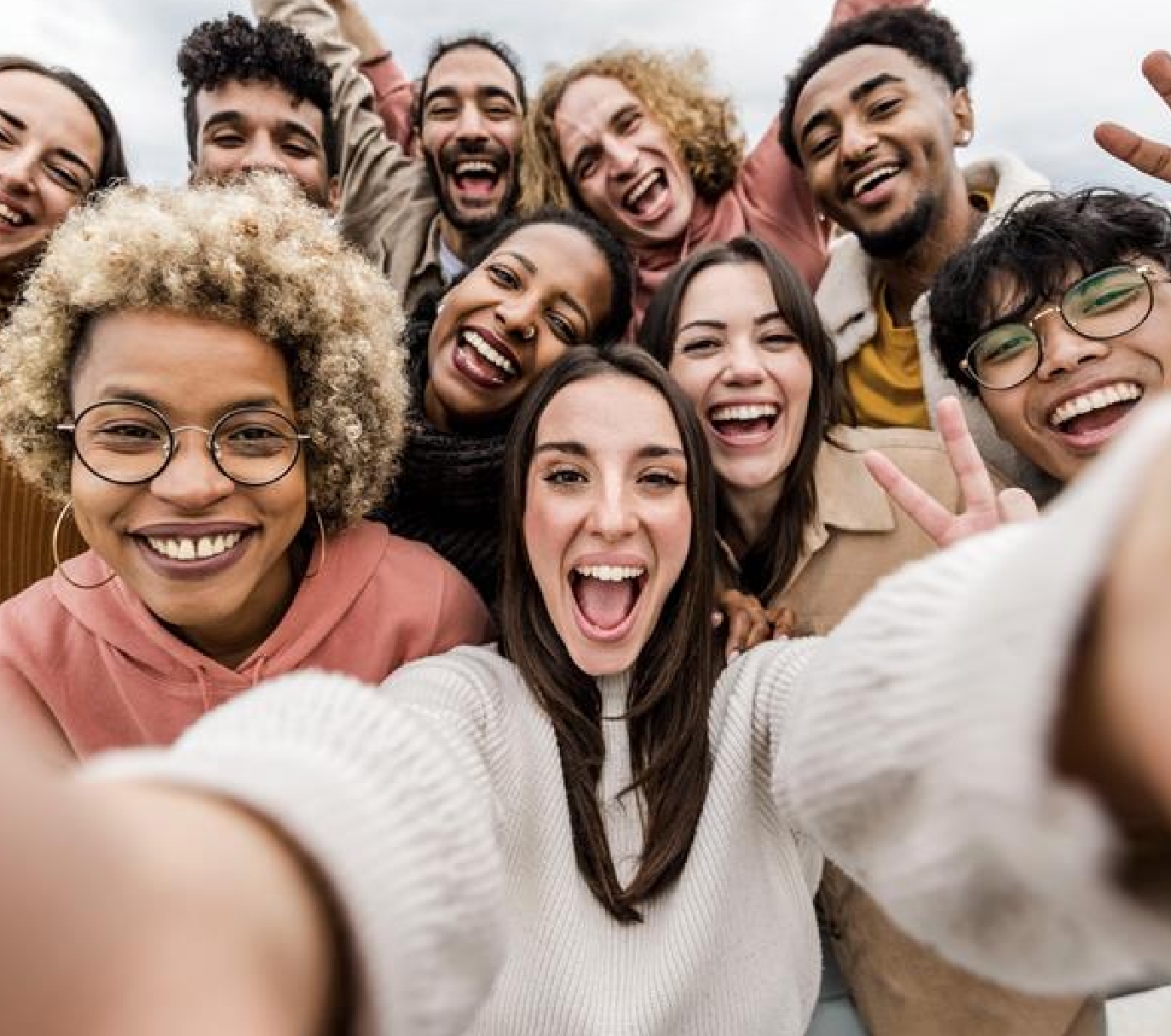 Happy coworkers doing a selfie.